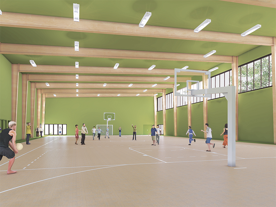 Vue intérieure du gymnase - Démolition / reconstruction d'un gymnase