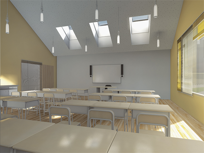 Perspective intérieure d'une classe - Réhabilitation / extension du groupe scolaire & construction d'un restaurant