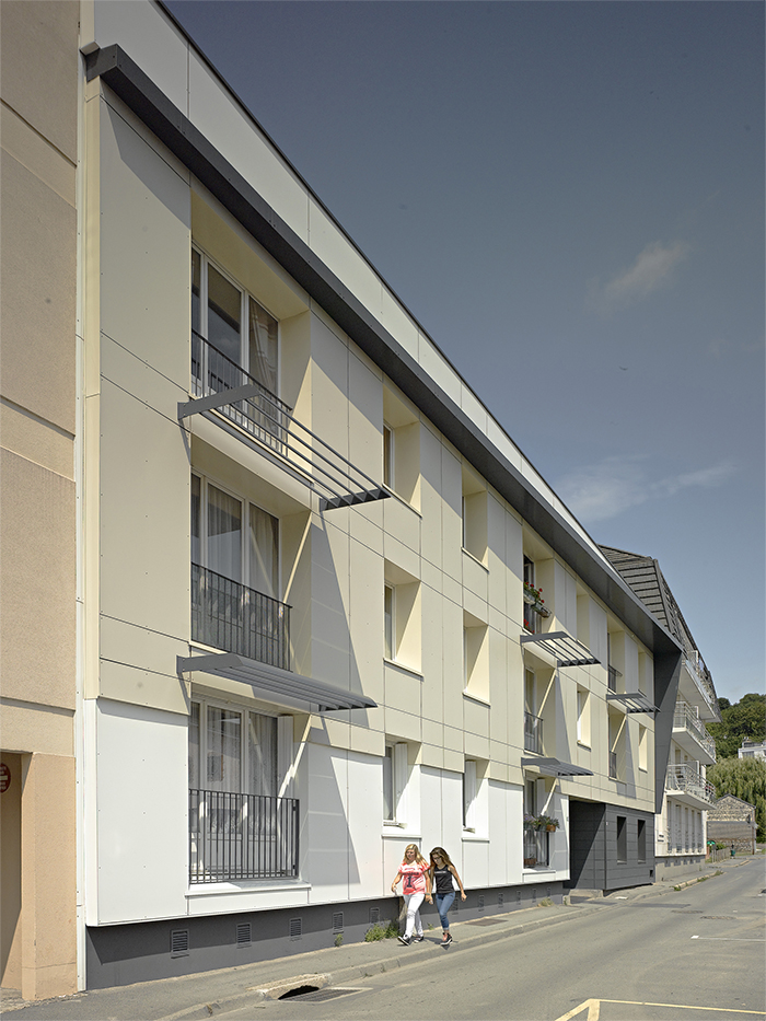 Vue générale depuis la rue - Résidence Lefebvre, réhabilitation d'un immeuble de logements