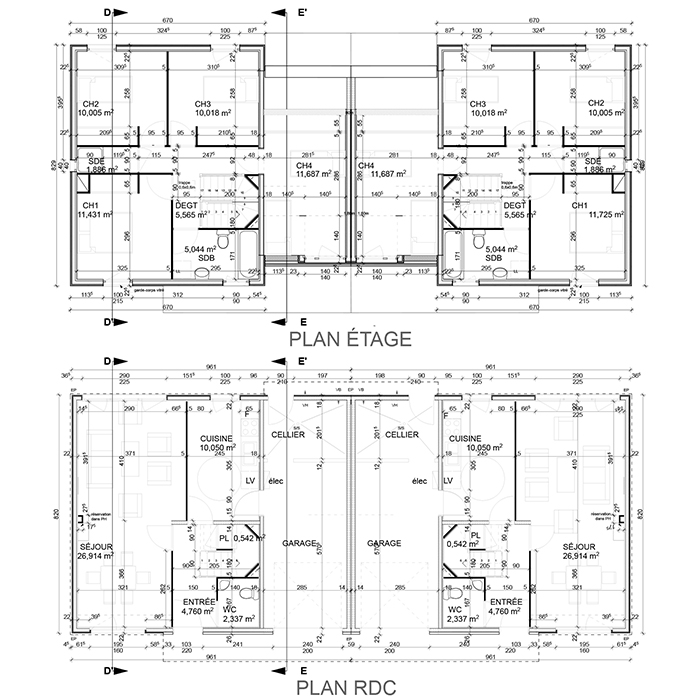 Plans Type T5 - 20 logements individuels, labellisé Cerqual H&E