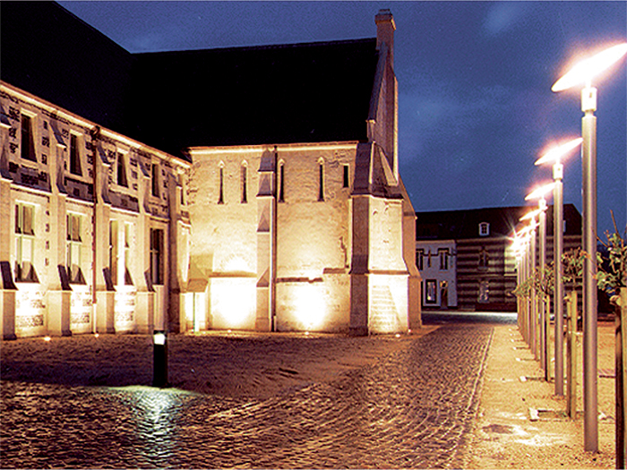 Vue des éclairages de nuit - Réhabilitation de l'abbaye de Montivilliers