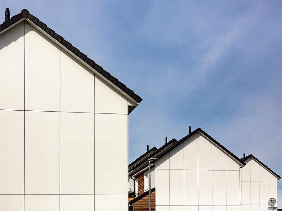 Vue des toitures des maisons groupées - Les Longs Jardins, 78 logements individuels & collectifs