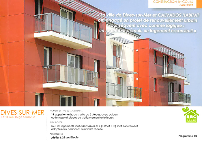 Calvados Habitat - Réalisations 2011-2014 - Dives-sur-Mer, immeuble de 19 appartements