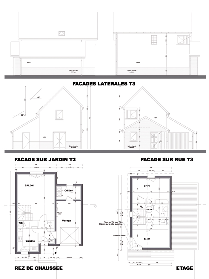 Plan d'un logement T3 - 10 logements individuels