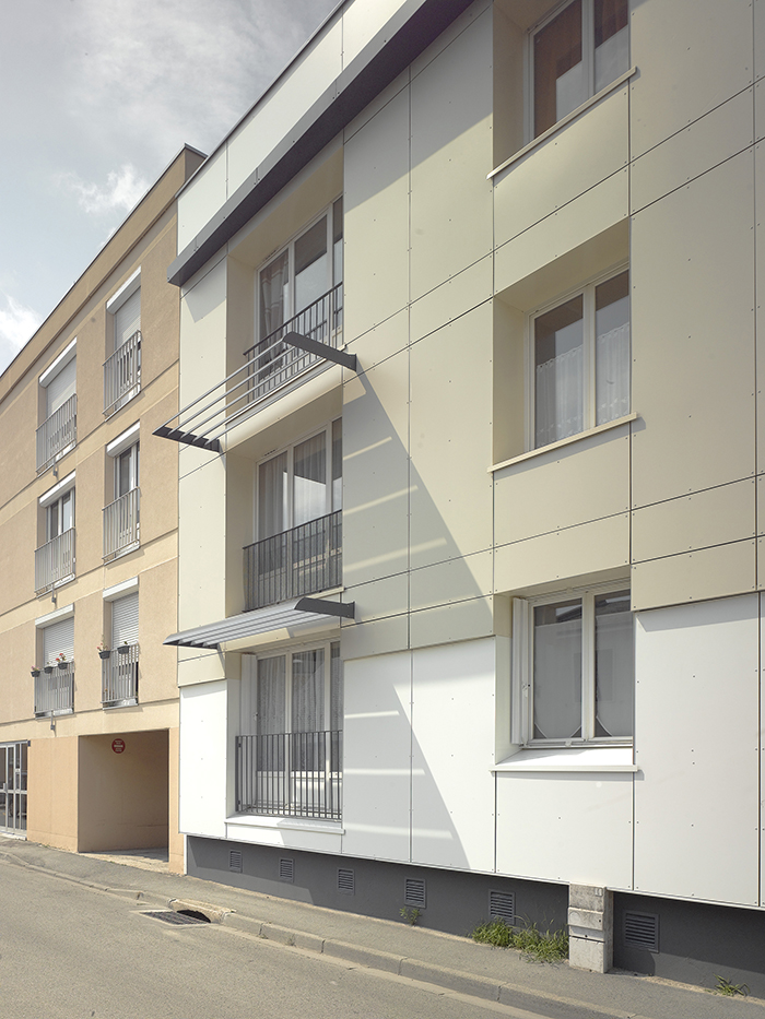 Détail de la façade - Résidence Lefebvre, réhabilitation d'un immeuble de logements
