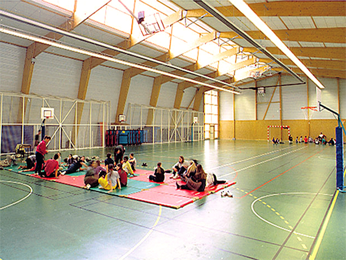 Salle principale - Gymnase Descartes, Construction & extension d'une salle multisports