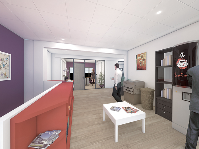Vue intérieure - Espace détente à l'étage - Réhabilitation & aménagement de bureaux