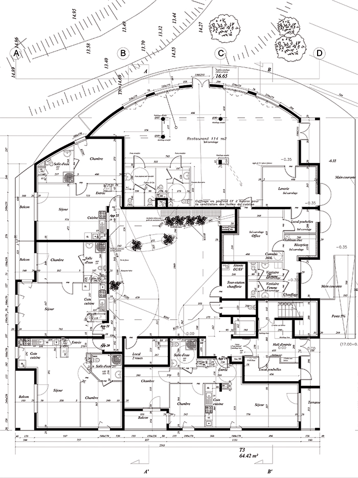 Plan des logements collectifs - Résidence du Madras, 41 logements adaptés, lieu de vie et restaurant