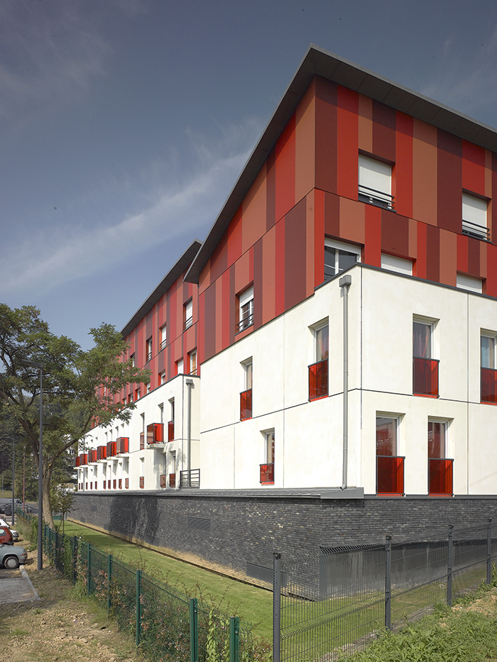 Détail de la façade - Résidence Europe, 54 logements collectifs THPE