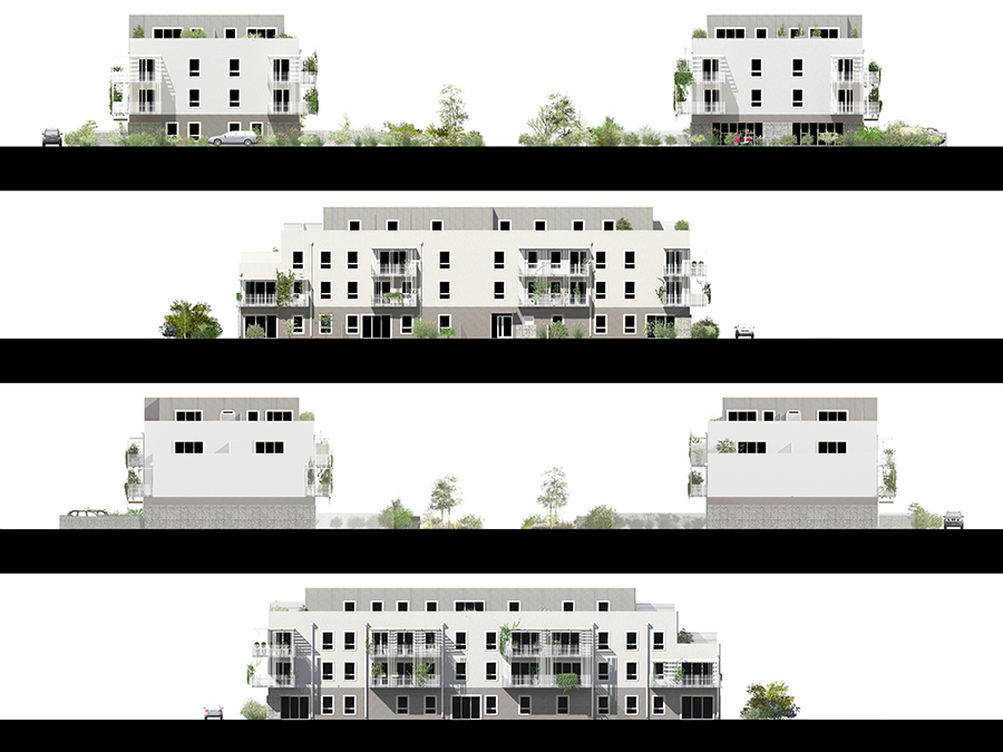 Façades des immeubles - 47 logements collectifs dans un éco-quartier